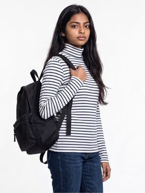 Mini Boden Long Sleeve Turtleneck 13/14 Years Blue White Nautical Stripe Preppy